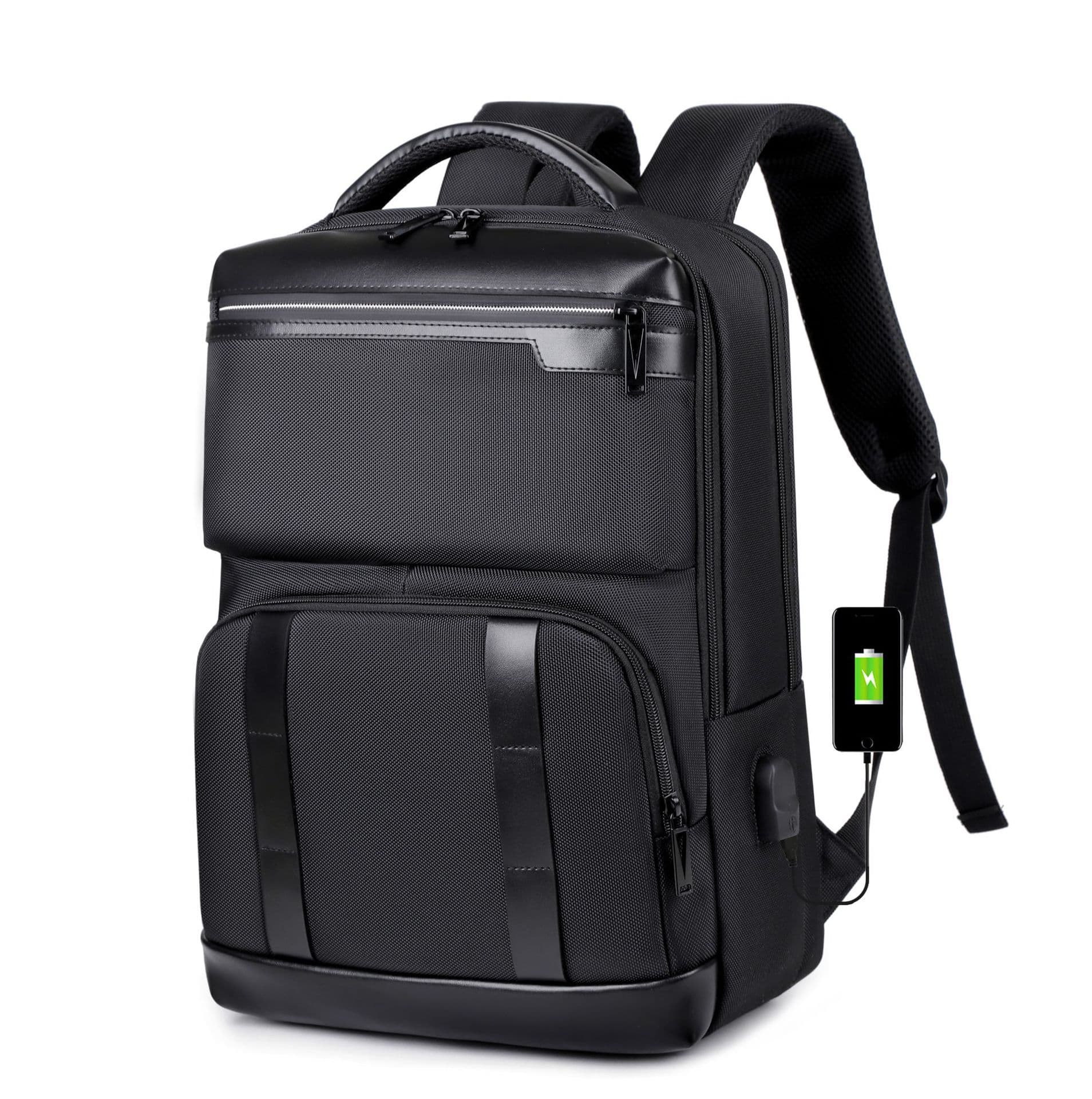 Cross-border business backpack, large-capacity minimalist commuting Oxford fabric backpack with charging port, multifunctional export backpack
