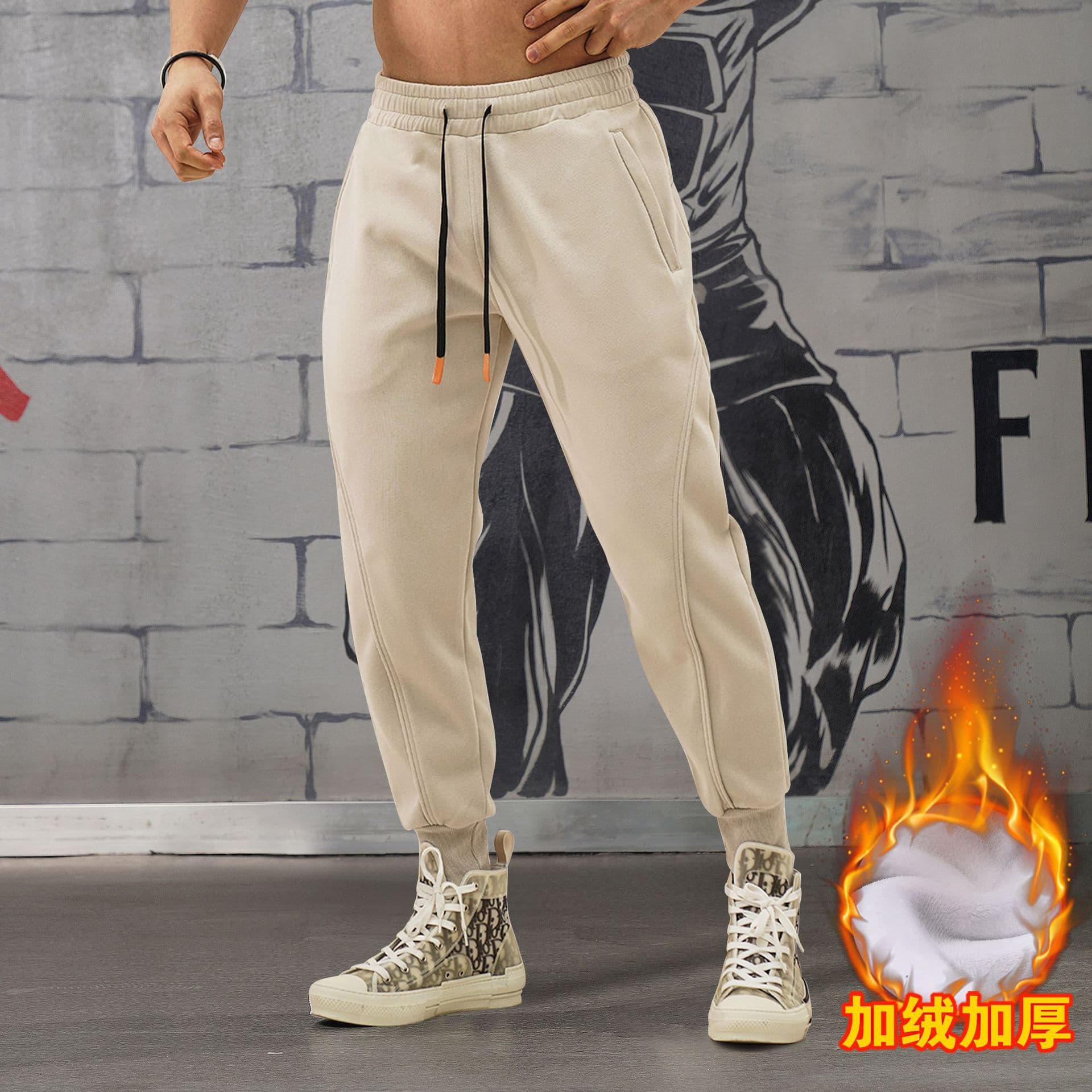 Autumn/Winter Fleece-Lined Sport Pants Men's Running Fitness Daily Casual Pants Training Large Size Long Pants Warm Sweatpants