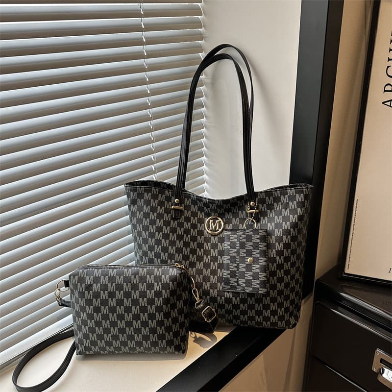 Women's Commute Tote Bag New Trendy Fashion Single Shoulder Bag Large Capacity Set with Small Coin Purse Simple Retro