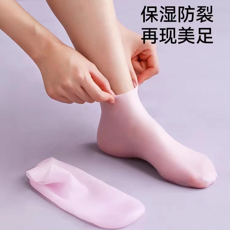 Reusable silicone protective moisturizing foot socks, anti-crack foot sleeves, foot mask covers, disposable beach sock foot covers