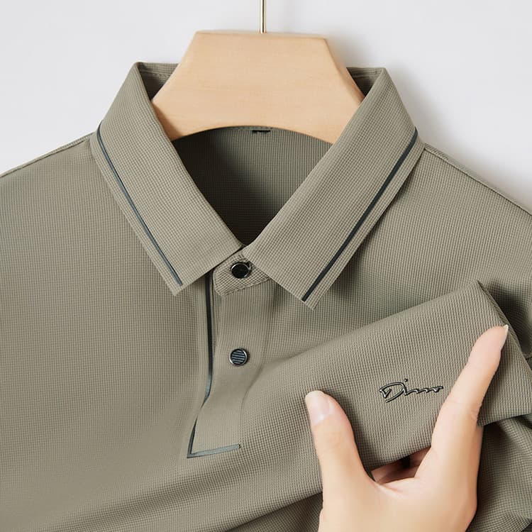Men's Short Sleeve Polo Shirt Summer Thin Wrinkle-Free Non-Iron Seamless T-Shirt Cross-Border Middle-Aged Father's Top