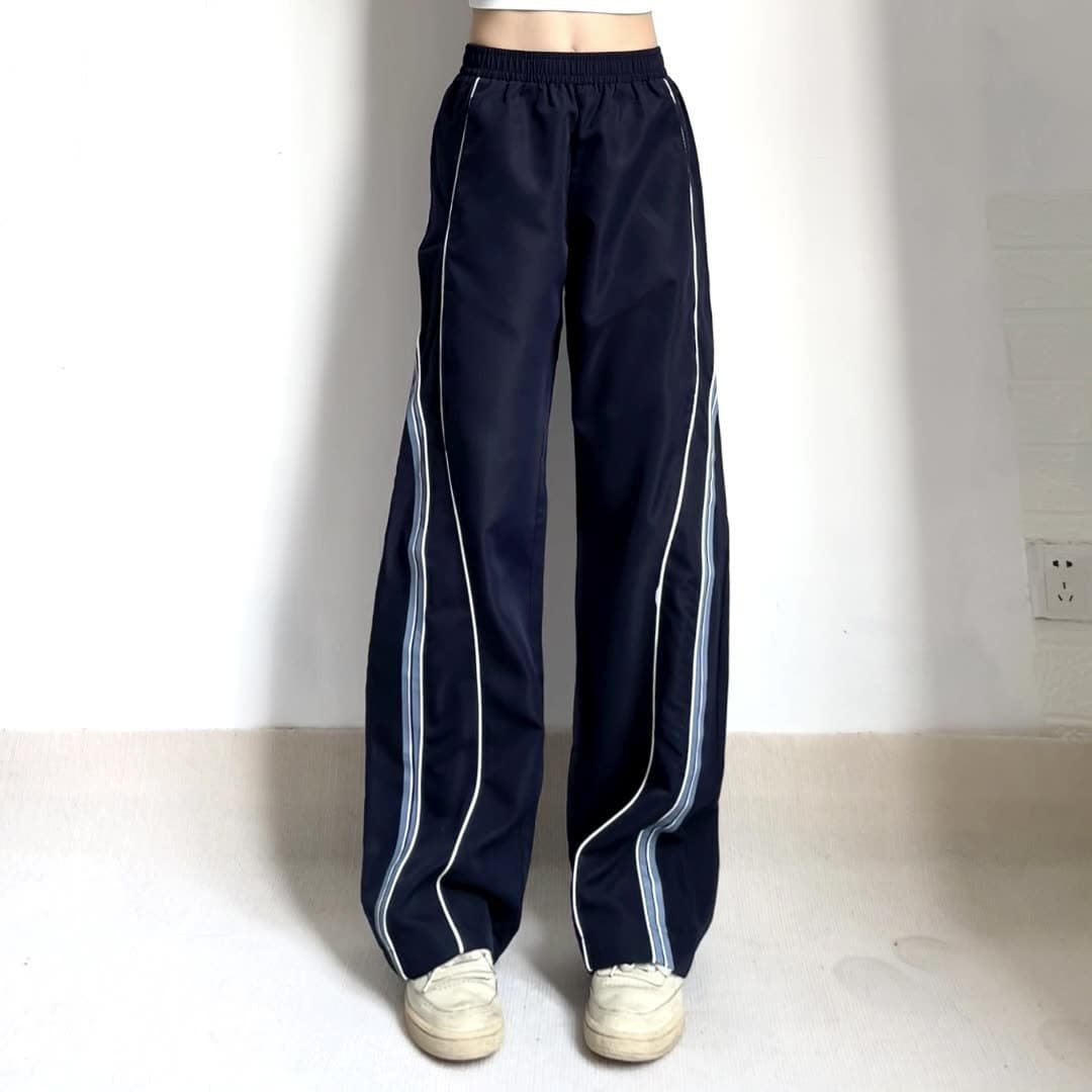 Cross-border 2025 New Line Design Fashion Personality Street Skateboard Loose Elastic Waist Sports Pants