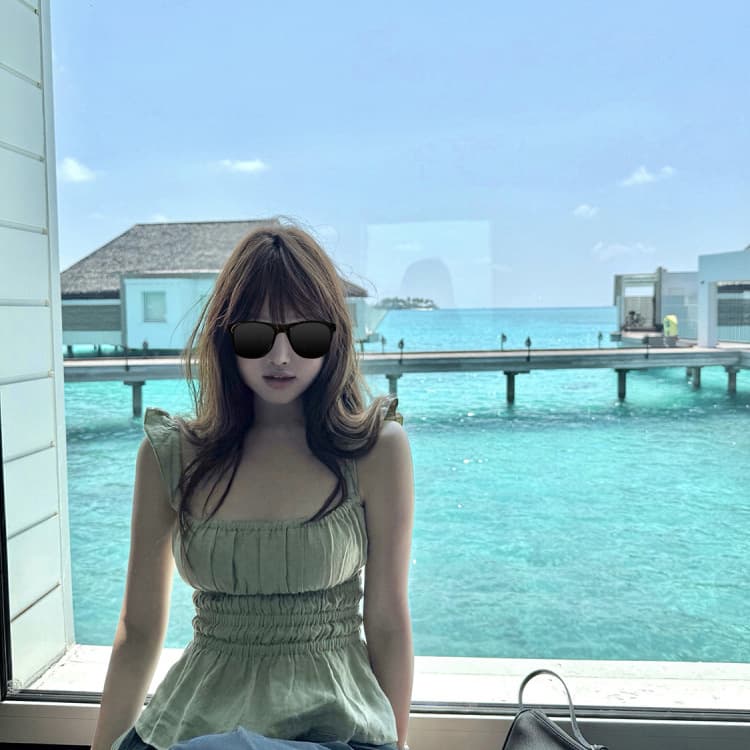 cookadaily Mermaid 2025 New Style Elegant Short Sleeve Annecy Holiday Pure Linen Small Flutter Sleeve Waist-Cinching Top