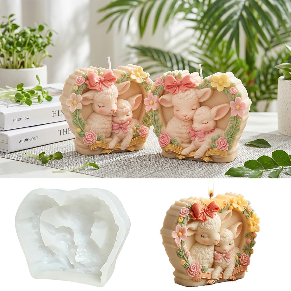 Love Lamb Silicone Mold Aromatherapy Candle Plaster DIY Handmade Soap European Home Food Grade