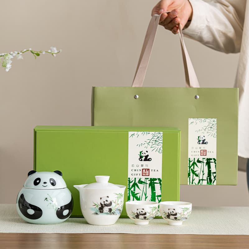 Cultural Creative New Tea Ceramic Tea Canister, Panda Can Souvenir Gift, Sugar Jar Packaging Box, Mascot Collectible Display