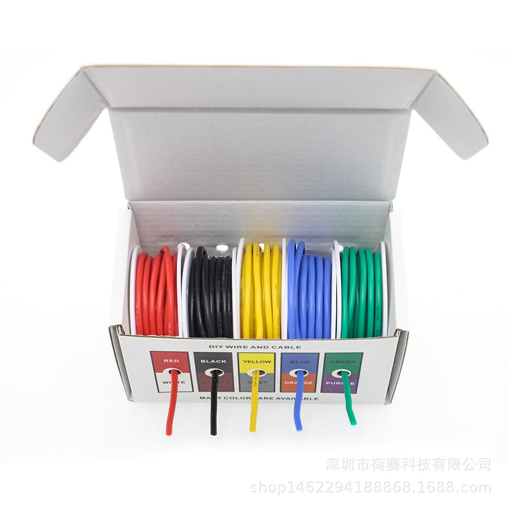 Extra soft and high temperature resistant aircraft model silicone wire DIY tinned copper flexible car lithium battery wire and cable 30-16awg