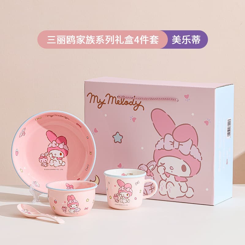 Sanrio Ceramic Bowl Hello Kitty Kuromi Cute Ceramic Mug Couple Birthday Gift Set