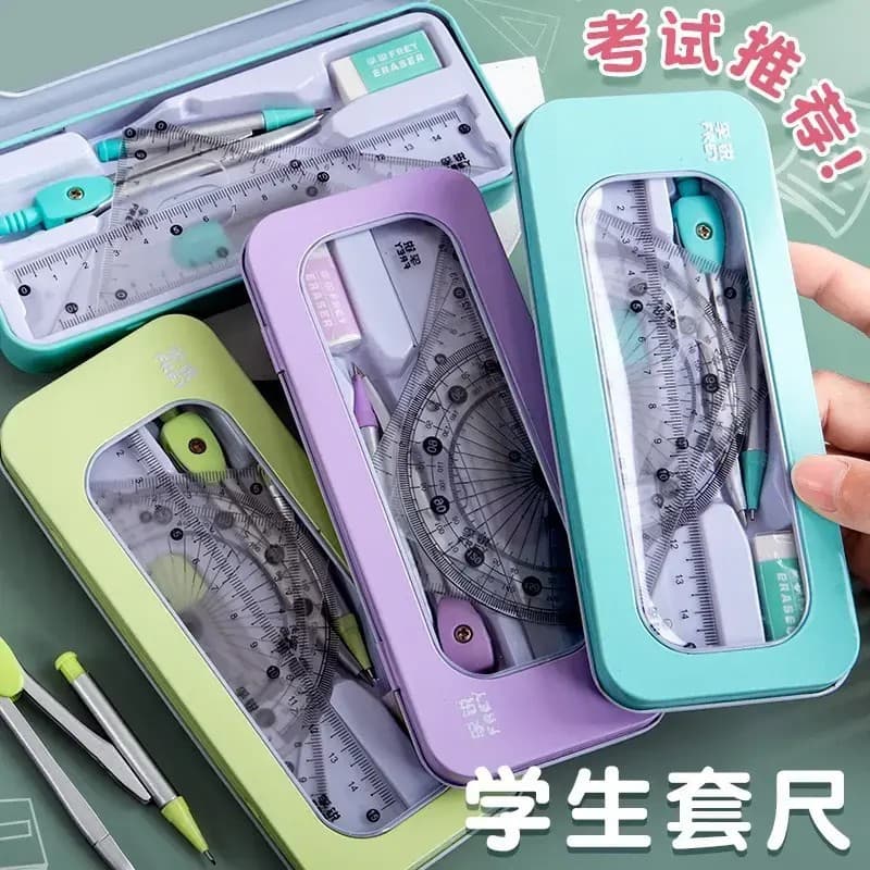 Compass and ruler set for primary school students, junior high school students, special triangle ruler for exams