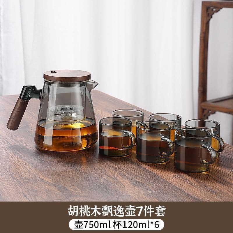 New Floating Cup Teapot with Full Glass Inner Liner, Household Press-Type Tea Brewer with Tea-Water Separation