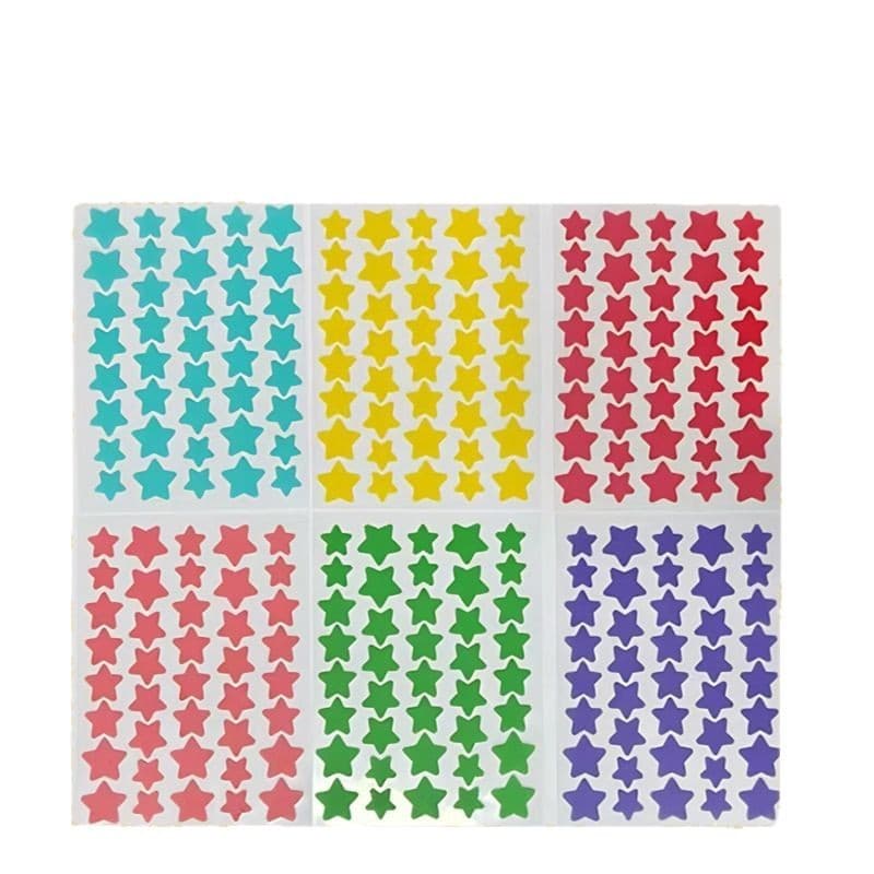 111YM cross-border hot-selling colored star PE stickers, factory direct supply colored PE stickers with thorn isolation and coverage