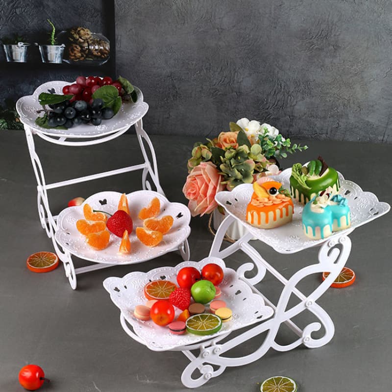 European-style Dessert Stand Display Rack, Wedding Folding Fruit Plate Cake Pastry Tray, Birthday Party Plate Stand