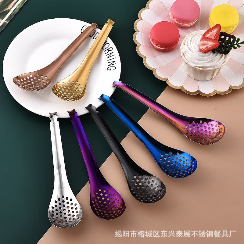 Stainless steel colander, caviar colander, egg yolk capsule filter spoon, hot pot small colander cooking spoon