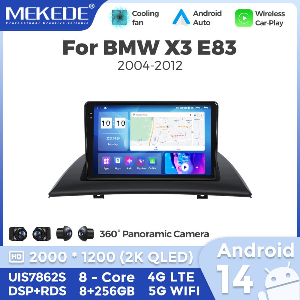 For BMW X3 E83 Android System Upgrade Bluetooth Reverse Camera Built-in CarPlay Car Multimedia Navigation Screen