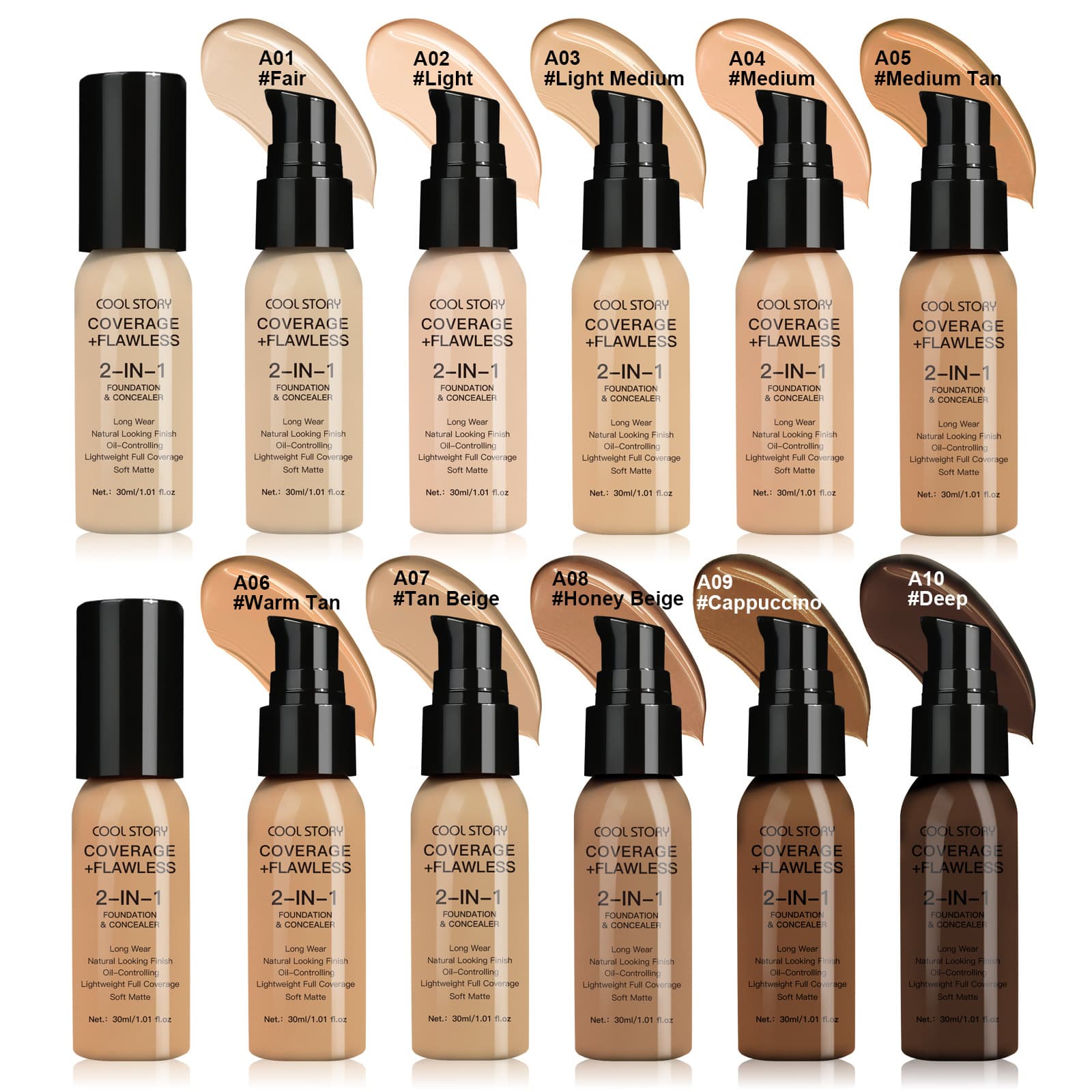 Cross-border Liquid Foundation Oil Control Foundation Cream Concealer Long-lasting Non-fading European and American Color Toning Liquid Amazon Beauty