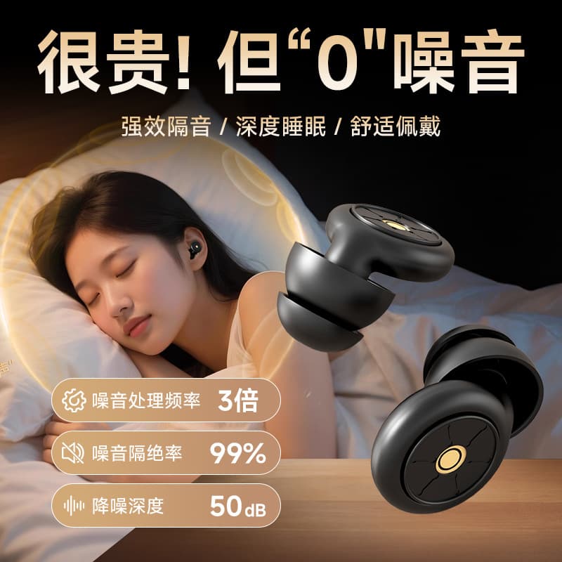 Noise-cancelling earplugs, soundproof, anti-interference, sleep reading artifact, anti-noise, ultra-quiet 50dB anti-noise earplug artifact