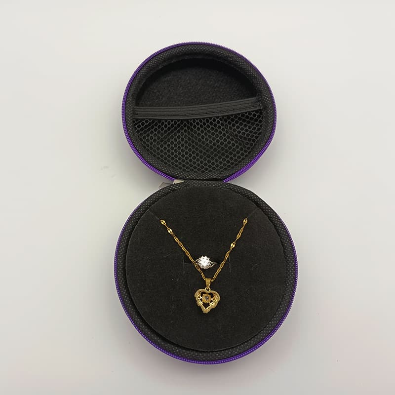 EVA Bag for Jewelry Packaging - Shockproof Pressure-Resistant Foam Lining Round Storage Pouch for Earrings and Necklaces