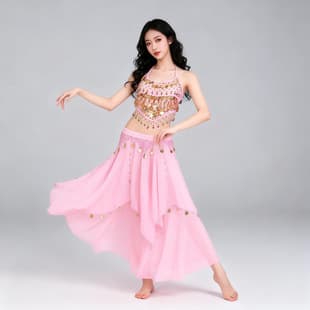 Belly Dance Set Indian Dance Costume Performance Wear Belly Dance Little Chili Set Festival Sequins Performance Costume
