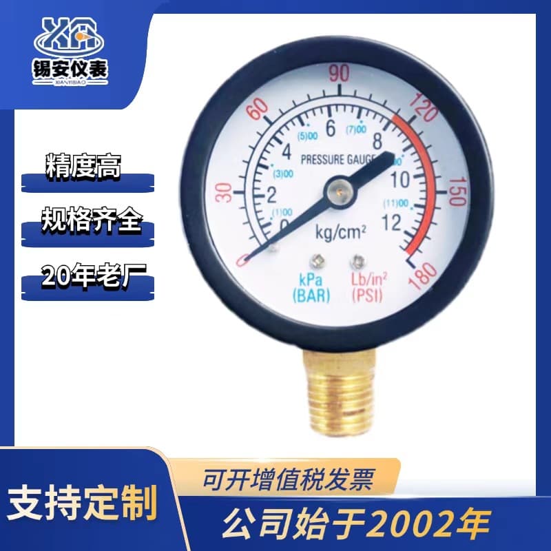 Manufacturer Y40 Radial Pressure Gauge, High-Precision Side-Connection Water Pressure Gauge for Air Compressors and Water Pumps