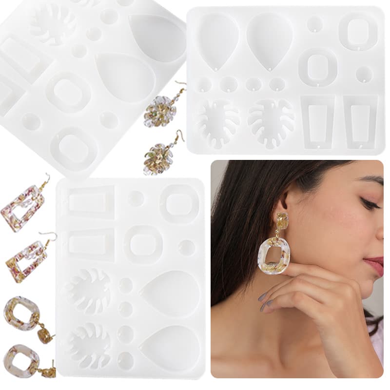 Multiple Earring Collection Crystal Resin Earring Mold Pendant Jewelry Handmade Whole Board DIY Silicone Mold