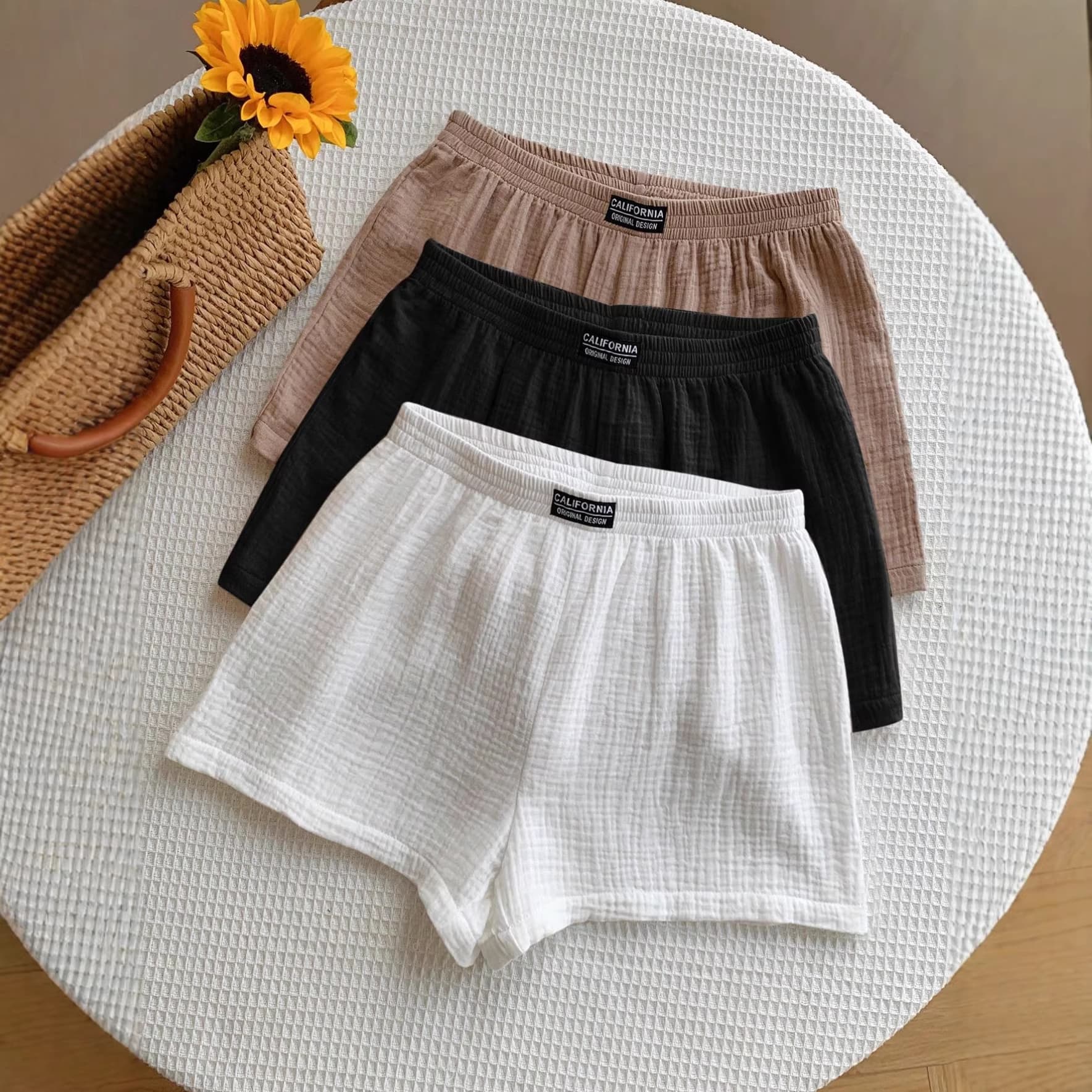 3-Pack Amazon TK EU/US TEMU Export Women's Casual Shorts Cotton Solid Color Bottoms