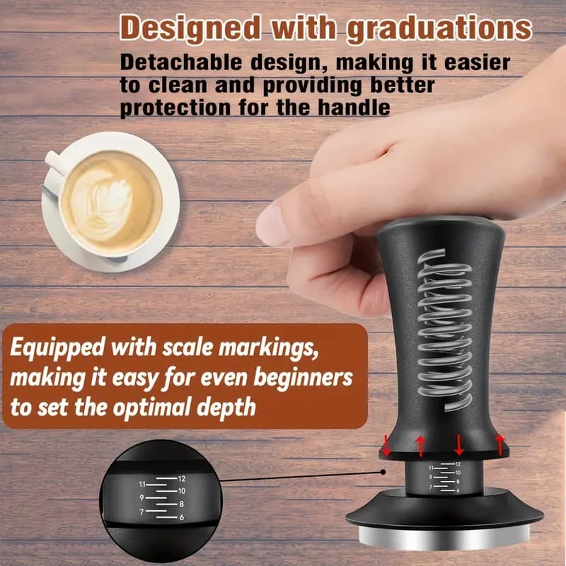 Constant power powder hammer coffee powder press coffee tamper coffee tamper stainless steel 515358 spiral flat bottom
