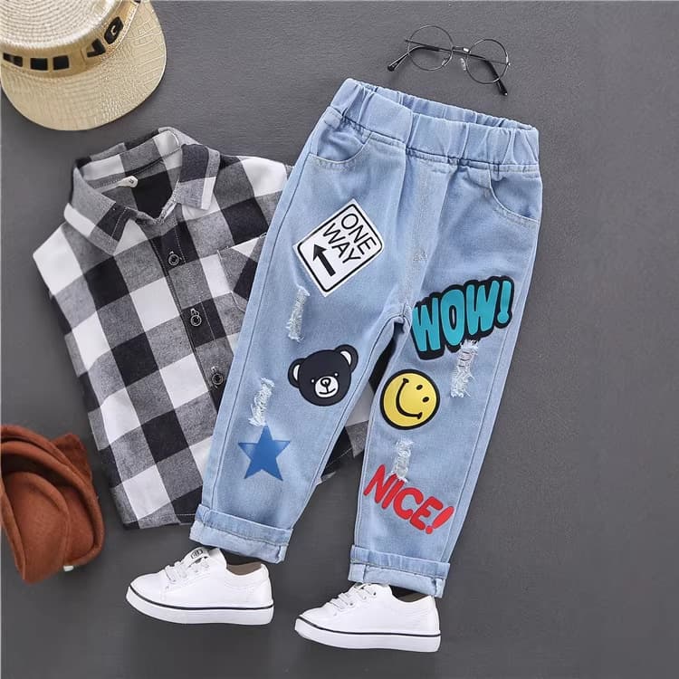 Hot-selling spring/autumn boys' denim long pants, children's clothing factory direct wholesale, baby jeans for spring and fall fashion