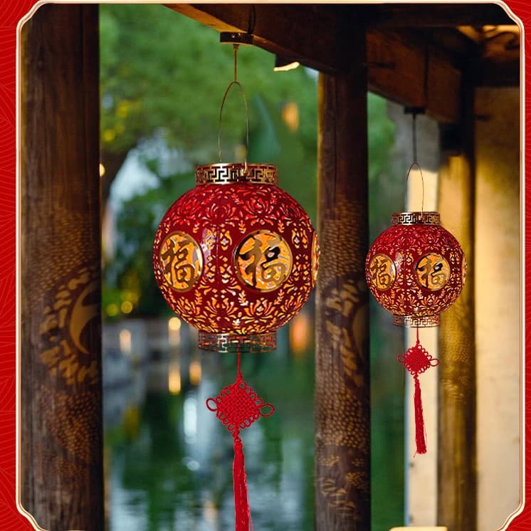 Wedding Lanterns New Solar Red Lanterns for Lantern Festival, Outdoor Waterproof Home Balcony Festive Decorations for New Year