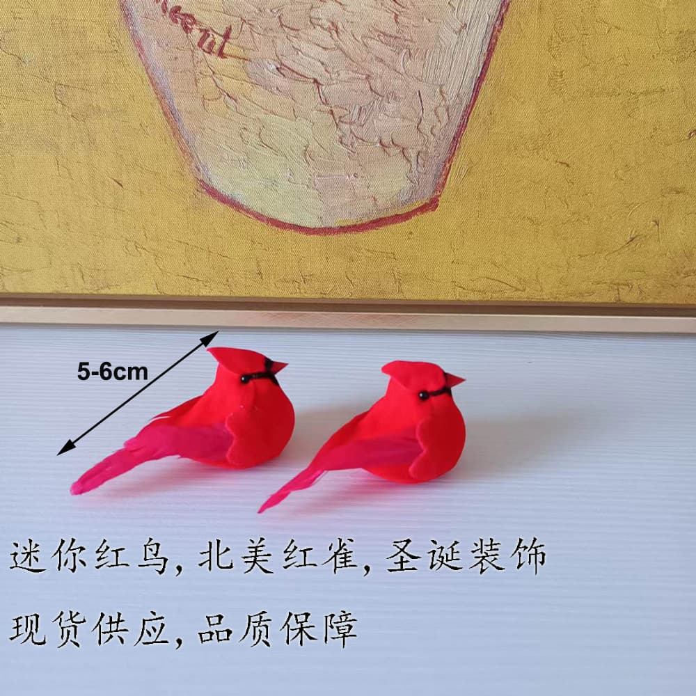 Feather Bird Christmas Red Bird Foam Bird Simulation Bird Christmas Decoration 5cm-6cm Butterfly Craft