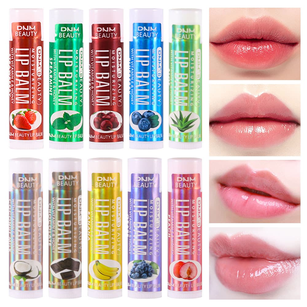 DNM variety of fruit flavor moisturizing lip balm 18 colors moisturizing base lip balm long-lasting hydration single cross-border wholesale