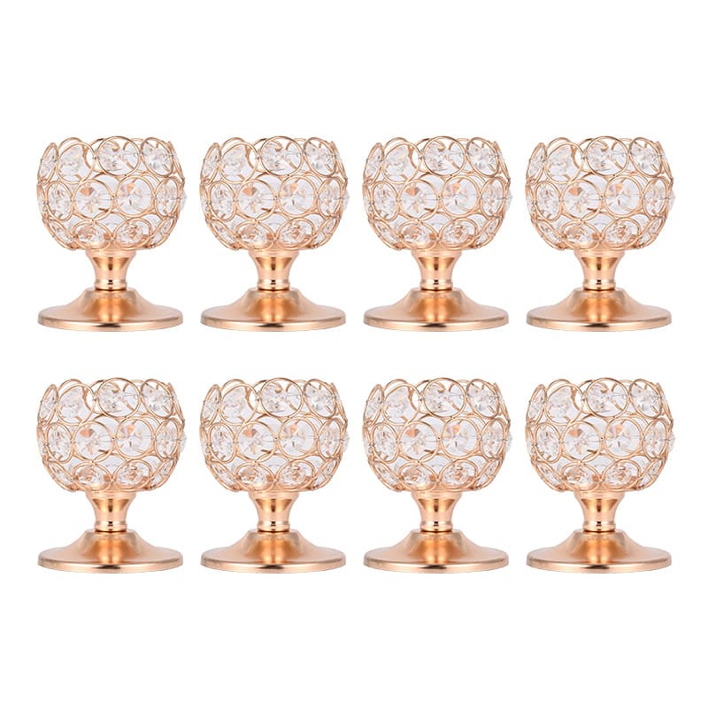 Cross-border exclusive gold-plated crystal candlestick holder, vertical pillar candle holder for weddings and hotels, customizable with OEM and drop shipping