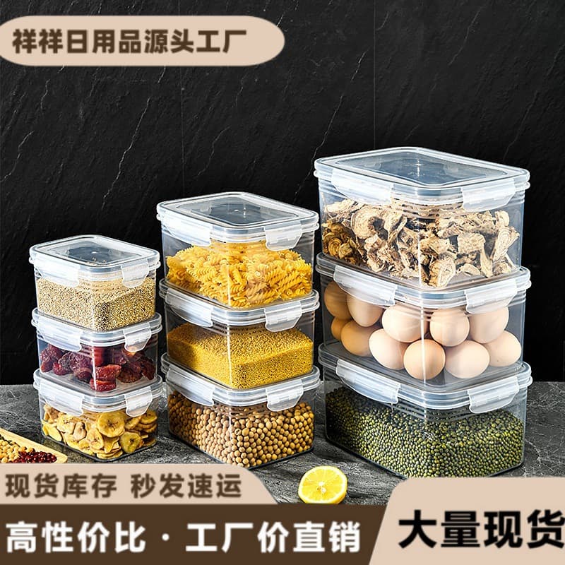 Home Kitchen Food Sealing Fresh-Keeping Box with Fruit and Vegetable Drainage, Plastic Storage Organizer with Lid, Freezer-Safe Fresh Storage Container