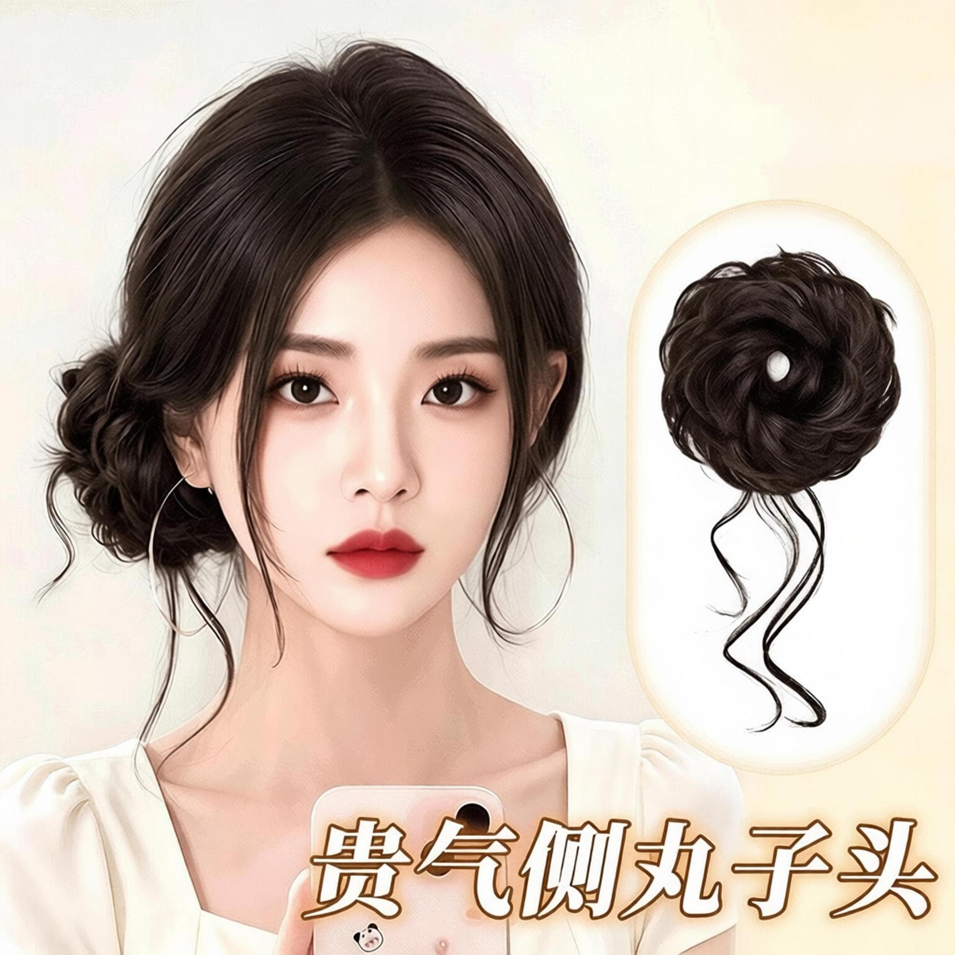 Dragon Beard Side Bun Wig Hair Ring Vintage Style Bun Hair Bun Realistic Hair Fluffy Bun Styling Tool Fake Hair Bun