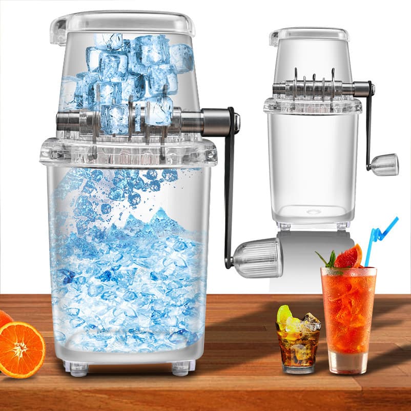 Cross-border Factory Direct Sales Amazon Small Manual Ice Crusher, Transparent Multi-purpose Hand-cranked Shaved Ice Maker DIY