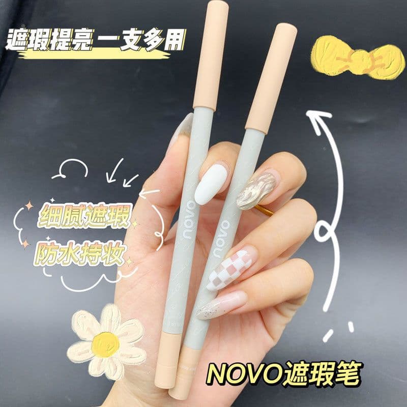 Novo Concealer Pen for Makeup Artists to Cover Face, Spots, Acne Marks and Brighten Two-In-One Waterproof Non-Removing Makeup Silkworm Pen