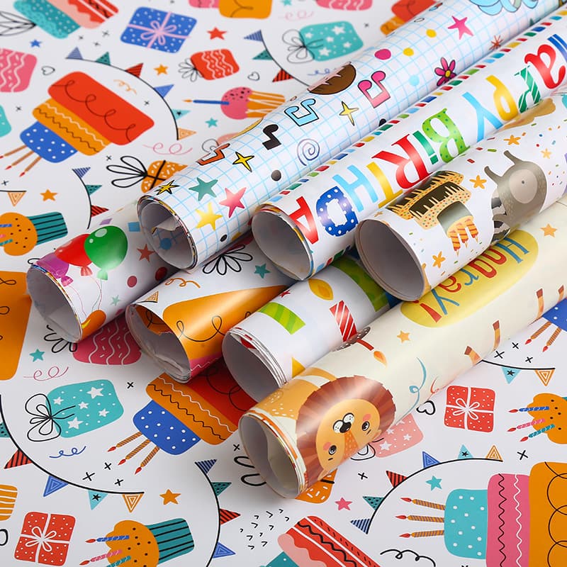 80g Thick Coated Paper Cartoon Alphabet Birthday Gift Wrapping Paper Wholesale Gift Paper Gift Wrap