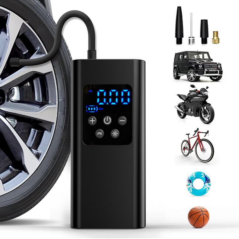 Car air pump, portable bicycle and electric car tire inflator, handheld air pump with wireless charging