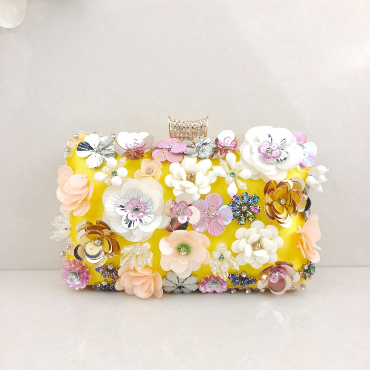 New Cross-Border Evening Bag Women's Handmade Colorful Flower Beaded Evening Bag