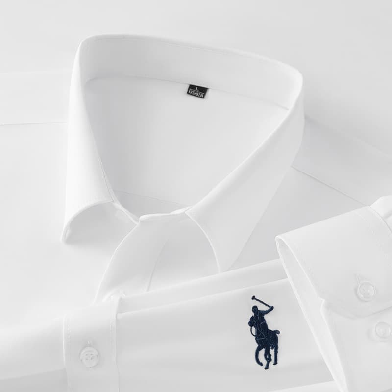 Embroidered Polo Logo Men's Long Sleeve Shirt Turn-Down Collar Business Casual Top Autumn New Youth Men's Clothing