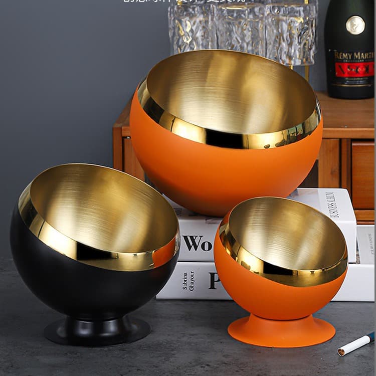 Anti-fall Stainless Steel Tabletop Slanted Ashtray, Large Fruit Peel Cup for KTV Bar, Clean Bar Ashtray