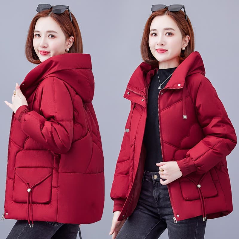 2025 New Cross-Border Loose Winter Down Cotton Coat, Women's Hooded Warm Cotton Jacket Versatile Outerwear Extra Large Size