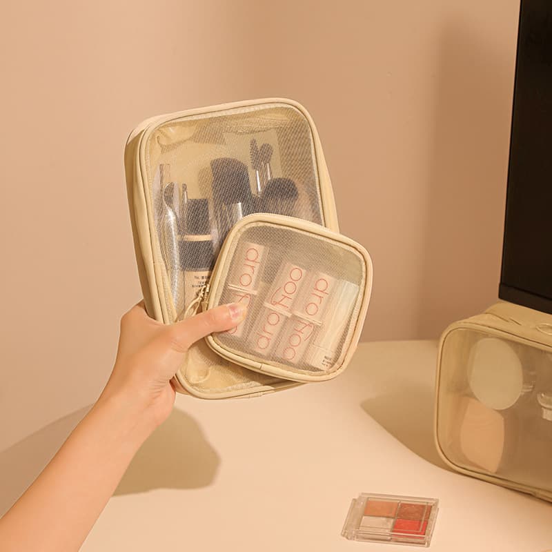 Cosmetic Storage Bag for Women, Makeup Brush Organizer, Portable Travel Toiletry Bag, Mesh Storage Pouch