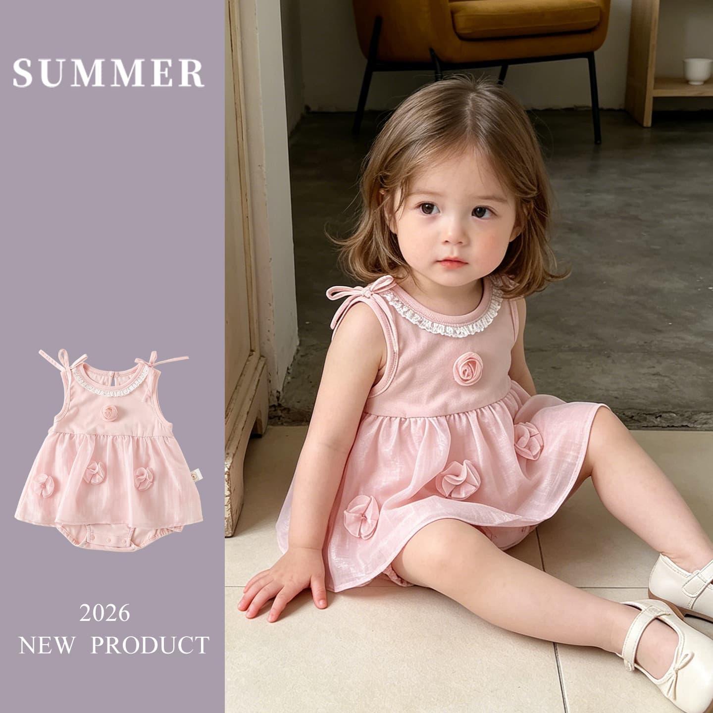 Summer New Baby Girl Clothes Class A Thin Newborn Sleeveless Bodysuit Stylish Outerwear Diaper Cover Dress