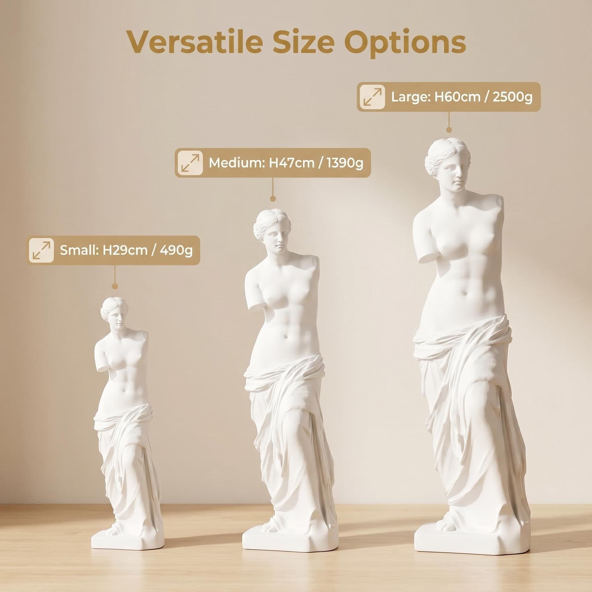 Venus Statue Full Body Resin Plaster-like Broken Arm Goddess Statue Shop Display Art Teaching Tool Home