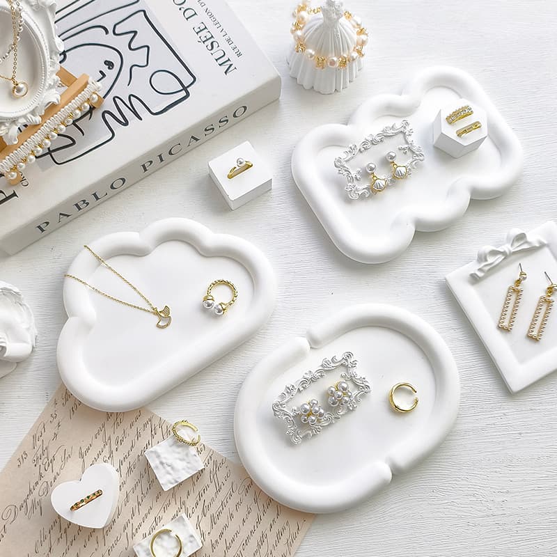 Trendy Cloud Plaster Plate Irregular Geometric Tray Jewelry Photography Prop Background Storage Ornament