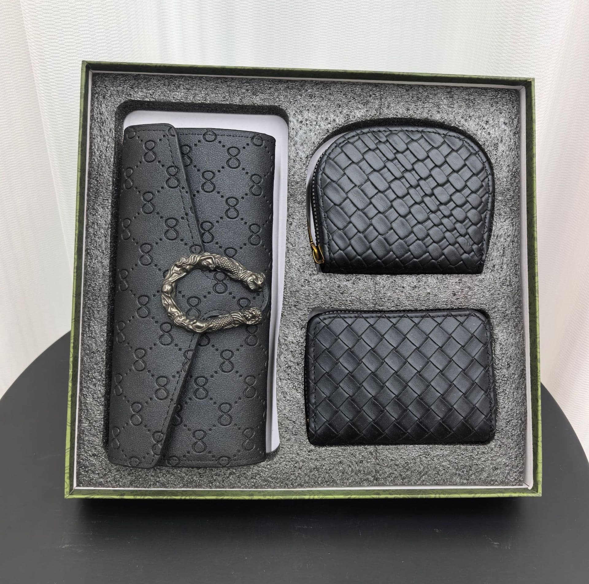 Cross-border Hot-selling Holiday Gift Three-piece Set Gift Box Long Wallet Accordion Card Holder Full Set Gift Box