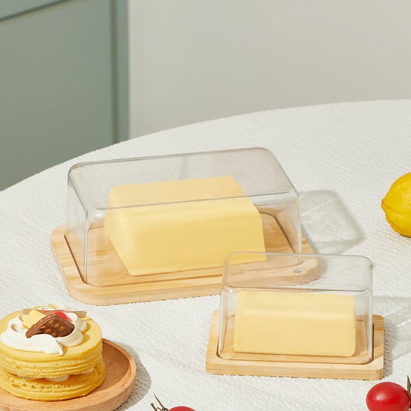 Fresh-Keeping Box Cheese Slice Storage Container Butter Keeper Rectangular Bamboo Lid Cross-Border Fresh-Keeping Box