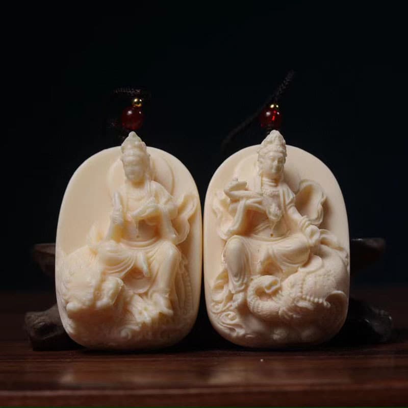 Ivory Manjusri Puxian Guanyin Bodhisattva pendant for men and women couples pendant necklace Buddha bead decorative pendant