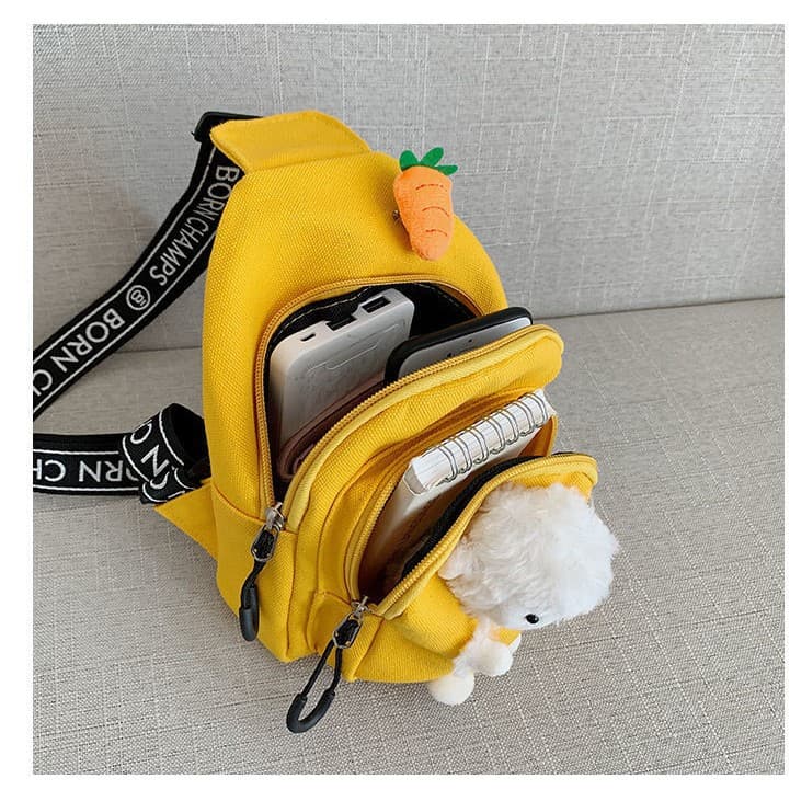 2025 New Style Bear Chest Bag Phone Bag Coin Purse Canvas Crossbody Bag Women's Cute Versatile Large Capacity