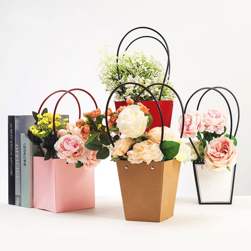 Thickened Leather Handbag Floral Insert Bag Mother's Day Fresh Flower Gift Box Floral Art Packaging Material Box Flower Shop Gift