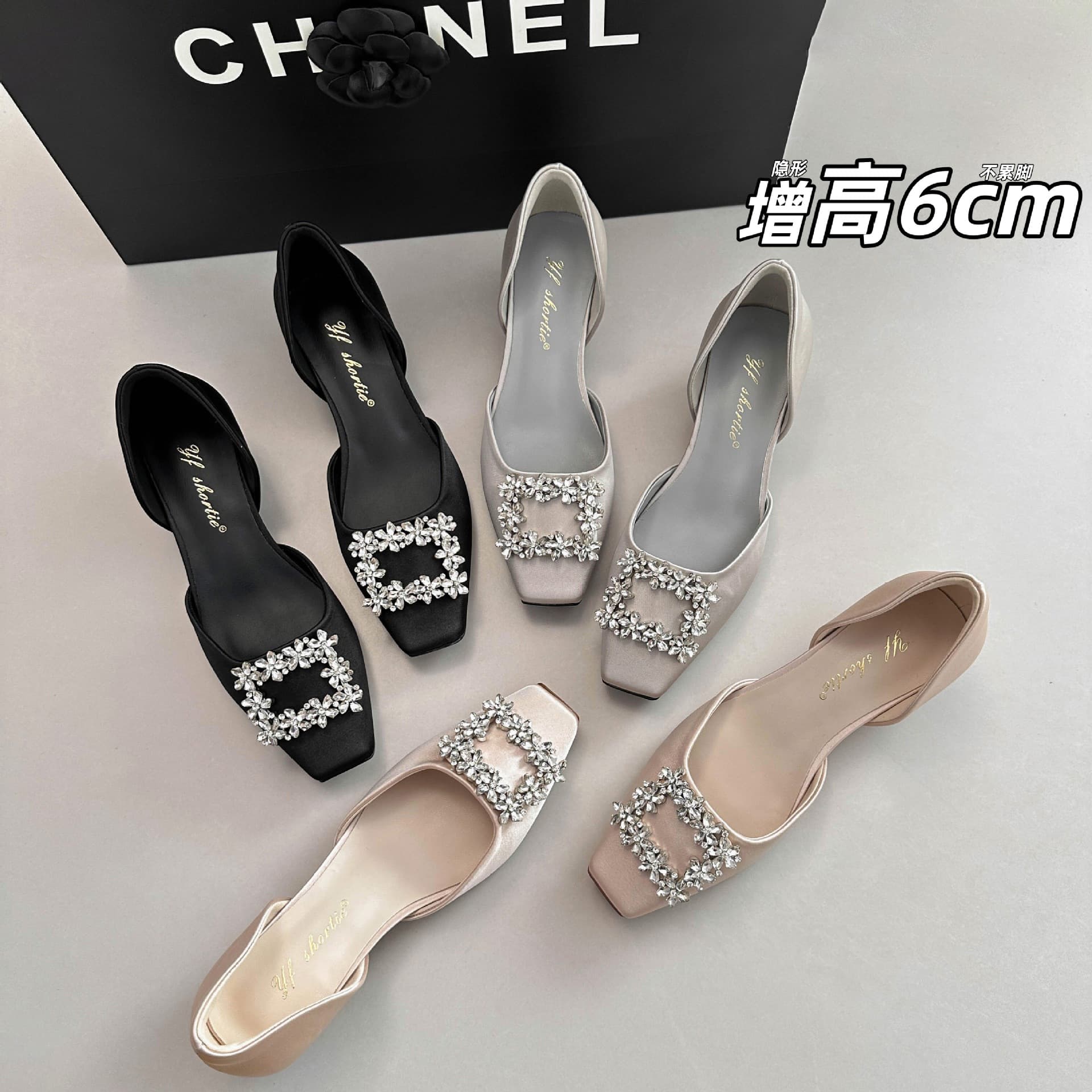 6cm Heel Rhinestone Buckle Satin Hollow Sandals Women 2026 New Premium Comfort Chunky Heel Shoes